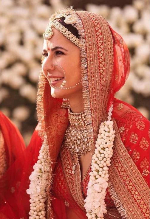 Bridal Katrina Red Embroidered Fringed Net Dupatta