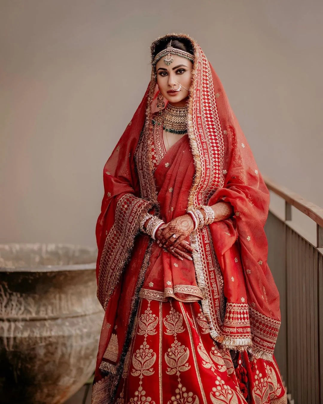 New Ayushmati Bhavah Red Bridal Dupatta's