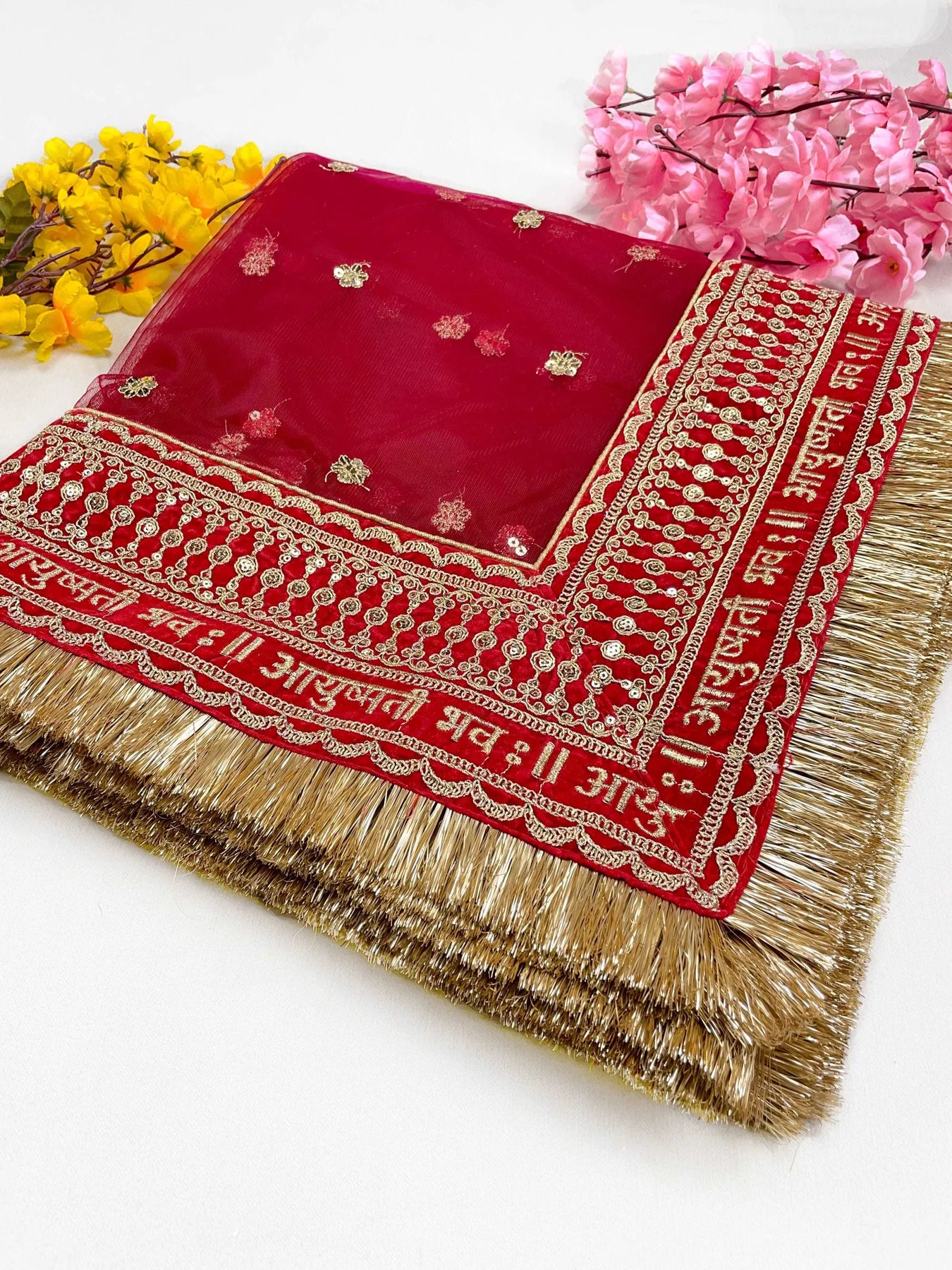 New Ayushmati Bhavah Red Bridal Dupatta's